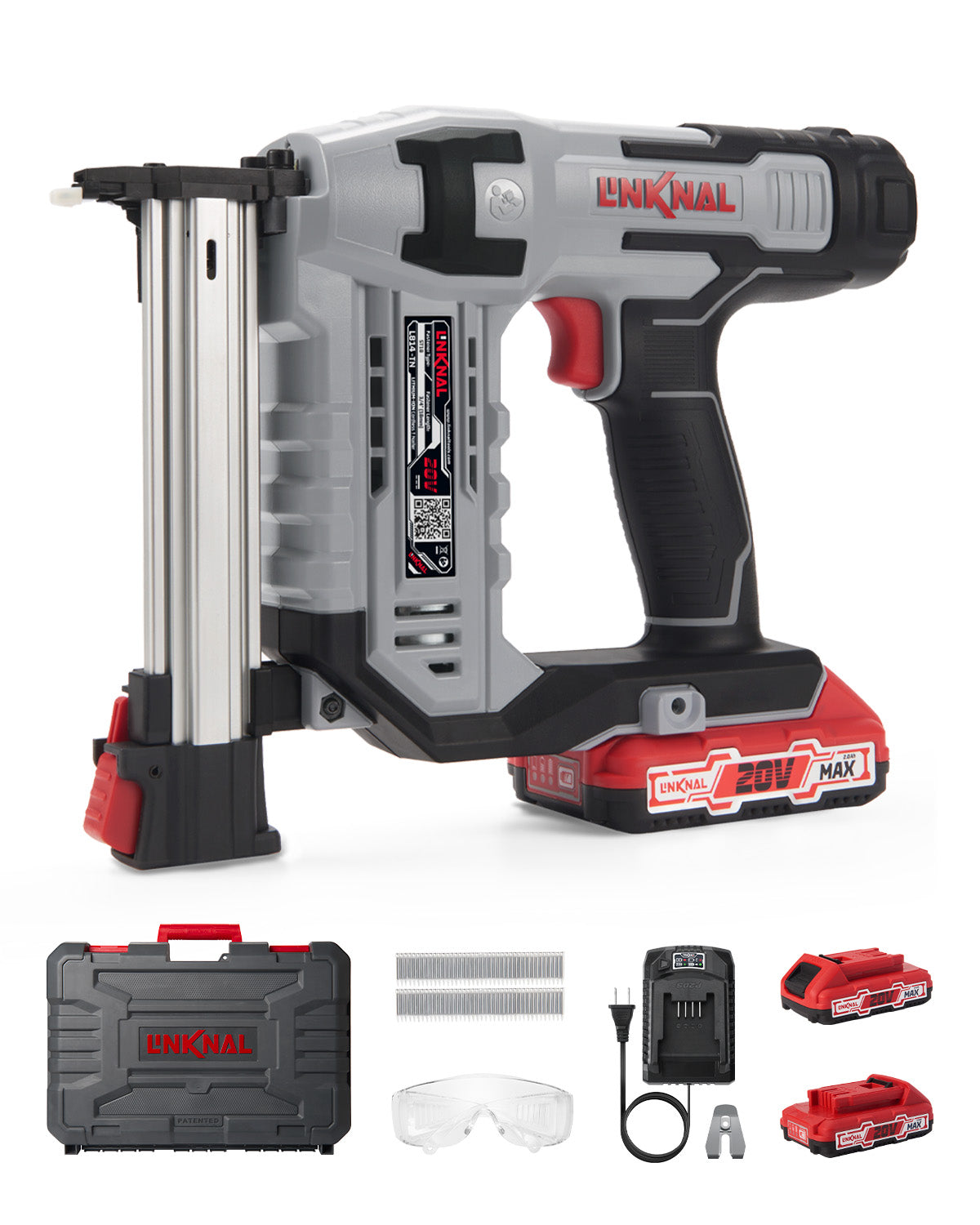 Cordless T Nailer Battery Powered, 14 Gauge 3/4'' (ST18) Electric Nail Gun, 2×Batteries, Charger and 200 Nails Included(L814-TN)